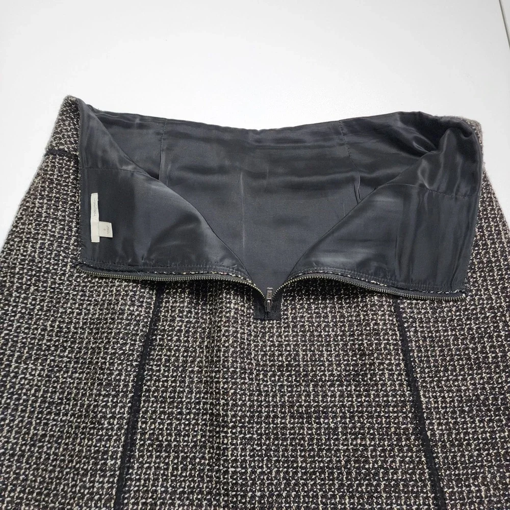 Halogen Womens Tweed Mini Skirt Size 6 Black‎ Tan Wool Blend Textured A-Line